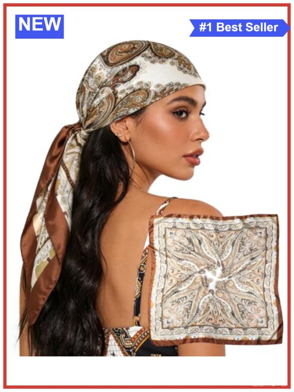Satin Silk Feel Hair Scarf 35" Large Square Wrap Bandana